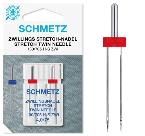 SCHMETZ Nähmaschinennadeln | 2 Zwillings-Stretch-Nadeln 4,0/75 | 130/705 H-S ZWI NE 4,0 | auf nahezu allen Haushaltsnähmaschinen mit Zickzack-Funktion einsetzbar