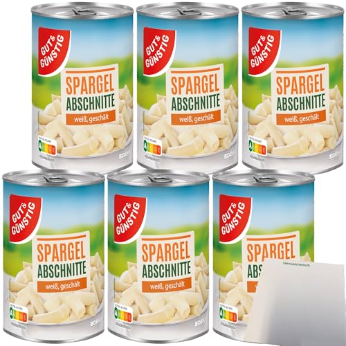 Gut&Günstig Spargelabschnitte ohne Köpfe 6er Pack (6x420g Dose) + usy Block