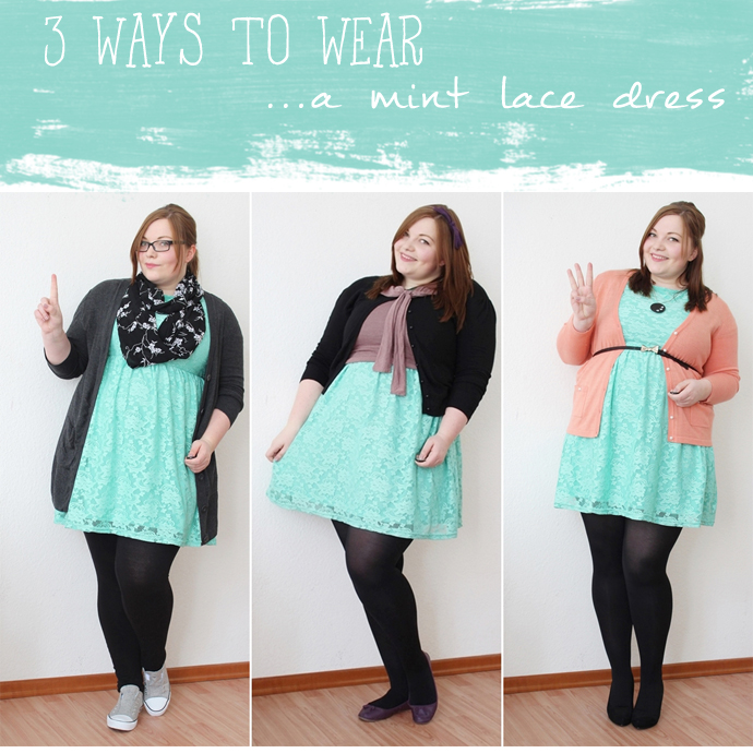 http://kathastrophal.de // Plus Size Fashion | Three Ways to Wear a Mint Lace Dress